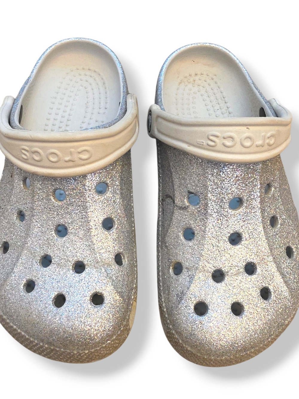 Crocs Classic Glitter Clog - Silver Unisex Men 4 Women 6 - Picture 8 of 11